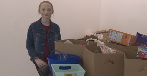 Girl gathers and delivers baskets to nursing home