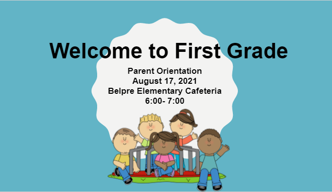 Picture of children on playground equipment with an announcement about orientation