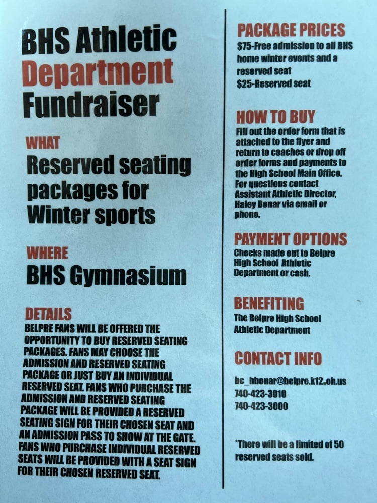 Reserved Seating Fundraiser Info