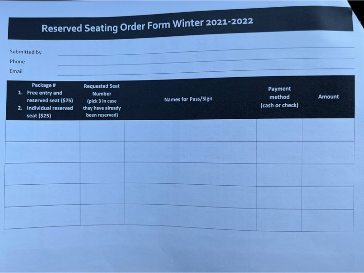 Reserved Seating Order Form