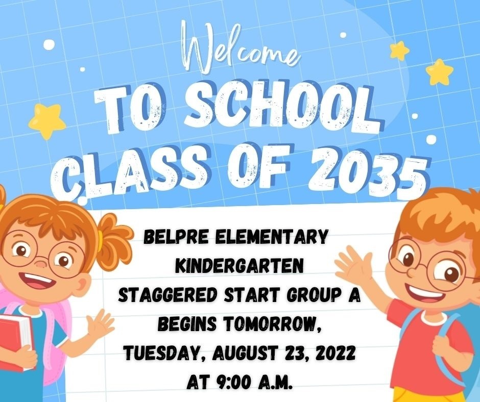 Kindergarten Staggered Start Tuesday