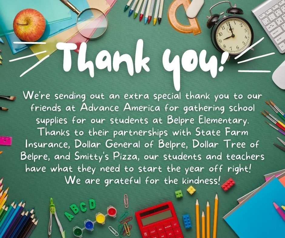 Belpre Elementary says thank you!