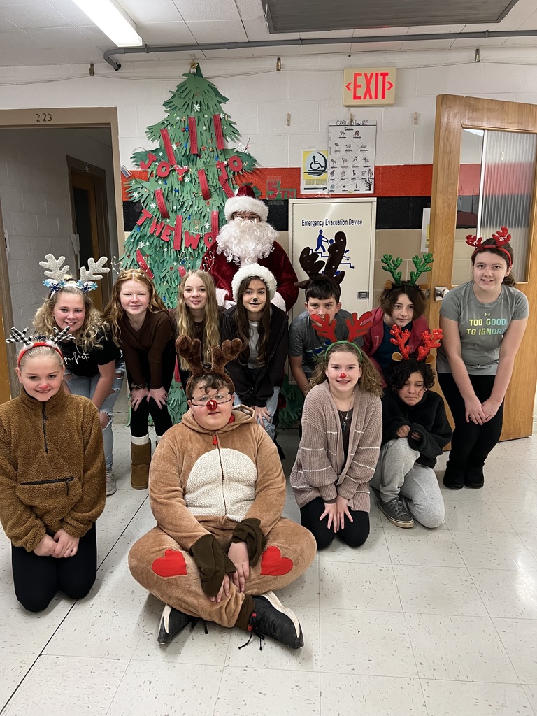 Santa and the 5th grade reindeer at BES!